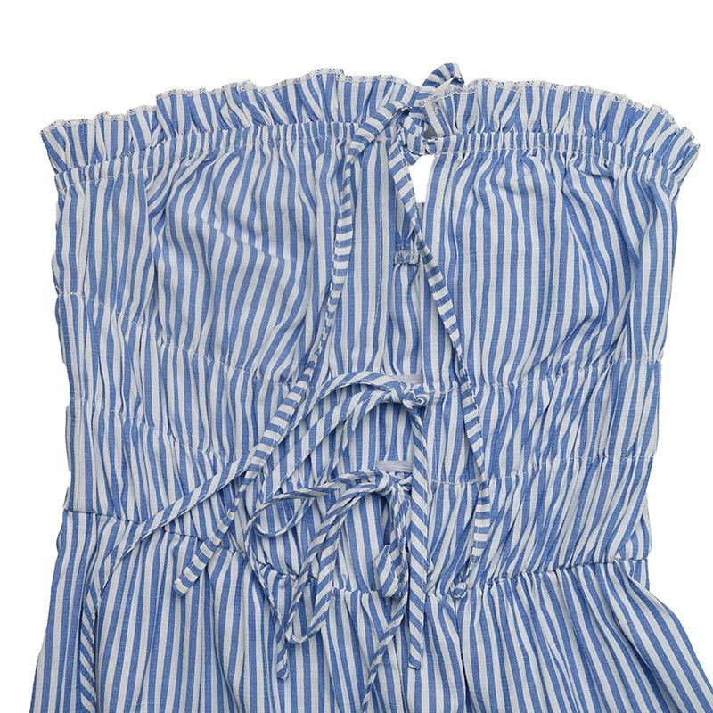 TIFICY Damenmode Lässig Sommer Frühling Streifendruck Ärmellos Hohe Taille Hosen Jumpsuits & Overalls