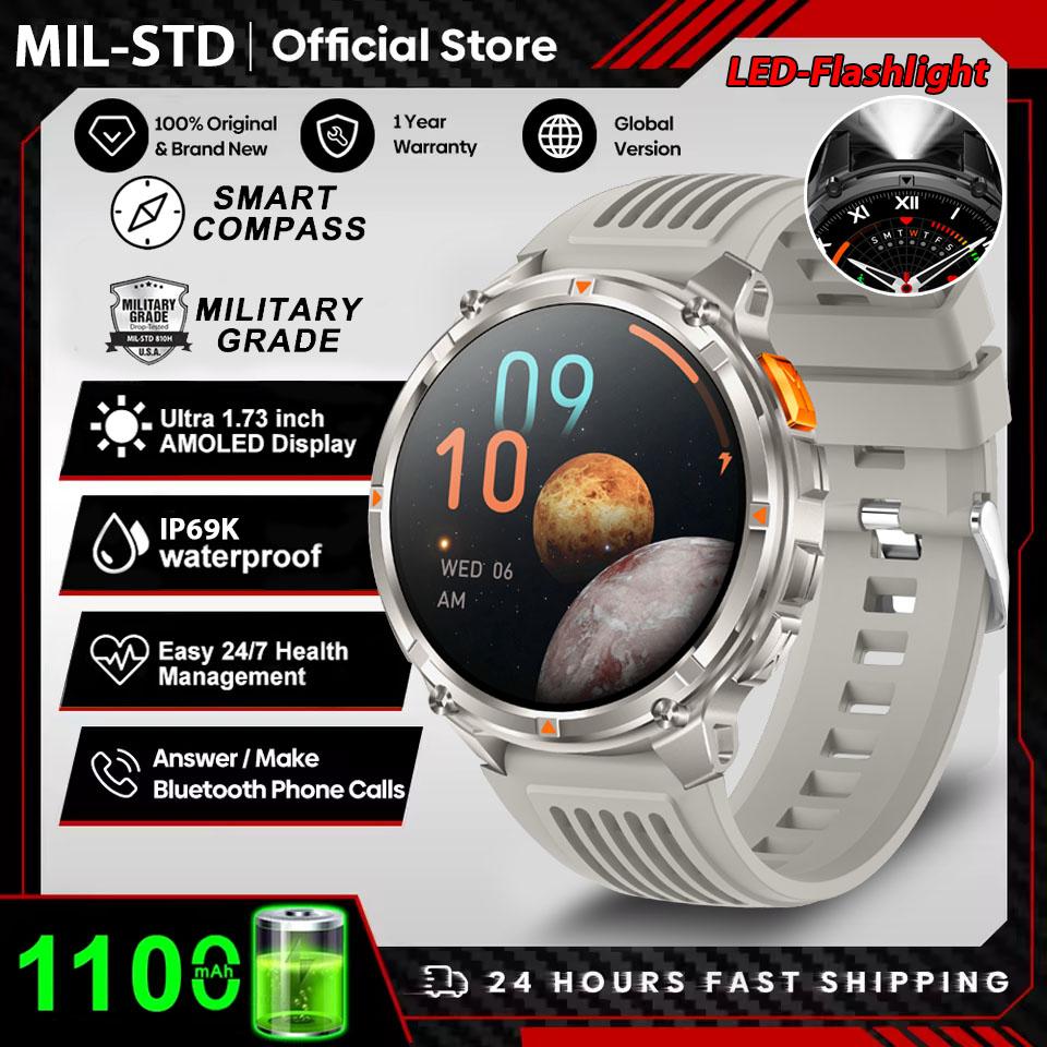 2026 New Outdoor 1100mAh Large Battery Watches Men GPS Compass Waterproof Sports Smart Watch Bluetooth Call AMOLED HD Smartwatch