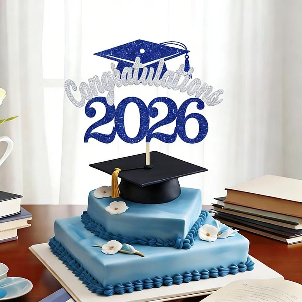 2026 Graduation Party Supplies 4PCS Cake Toppers With Paper Materials Design Paper Graduation Cake Inserts