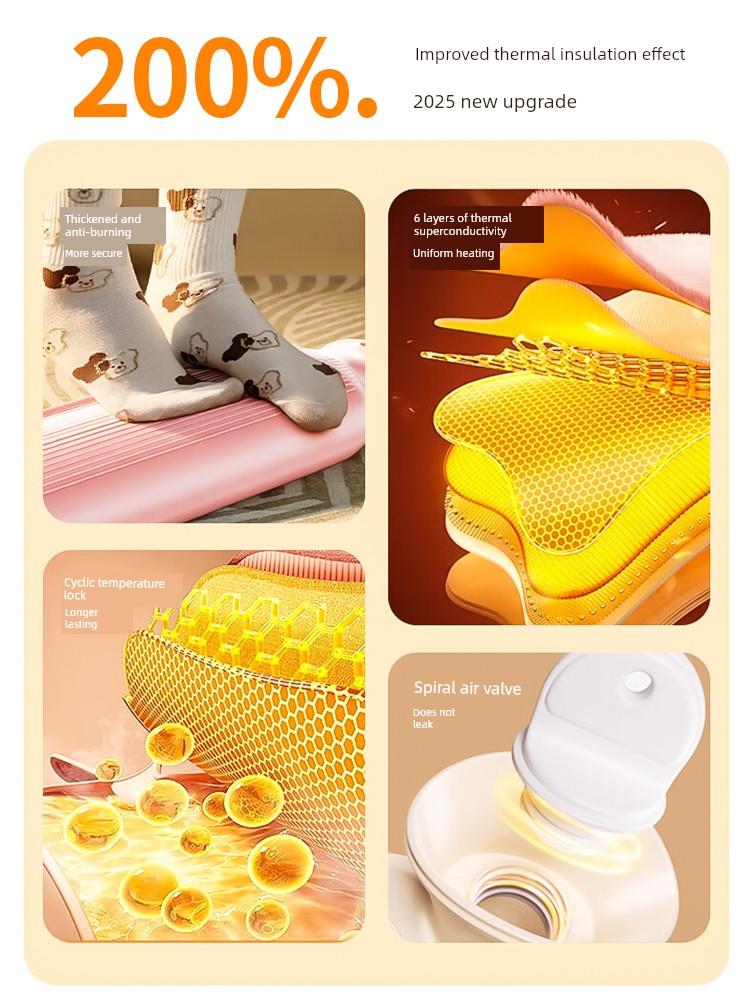 Extended Water-Filled Hot Water Bag for Neck Heating, Large Long Version, Special for Bed, Foot Warmer, Water Heating Pad