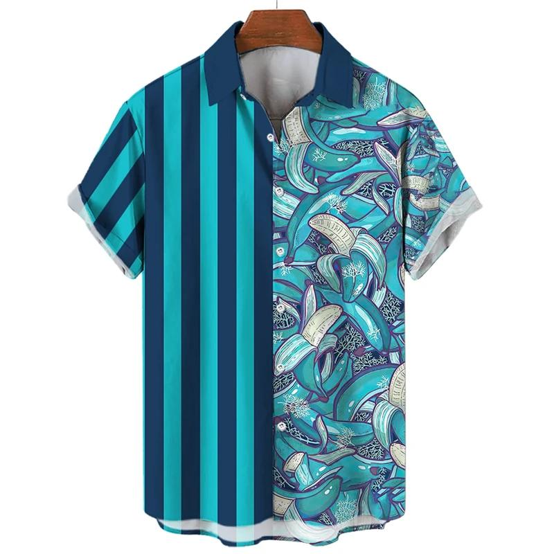 Fruit Banana Cherries 3D Printed Graphic Shirts For Men Clothes Fashion Hawaiian Lapel Blouse Casual Streetwear Top