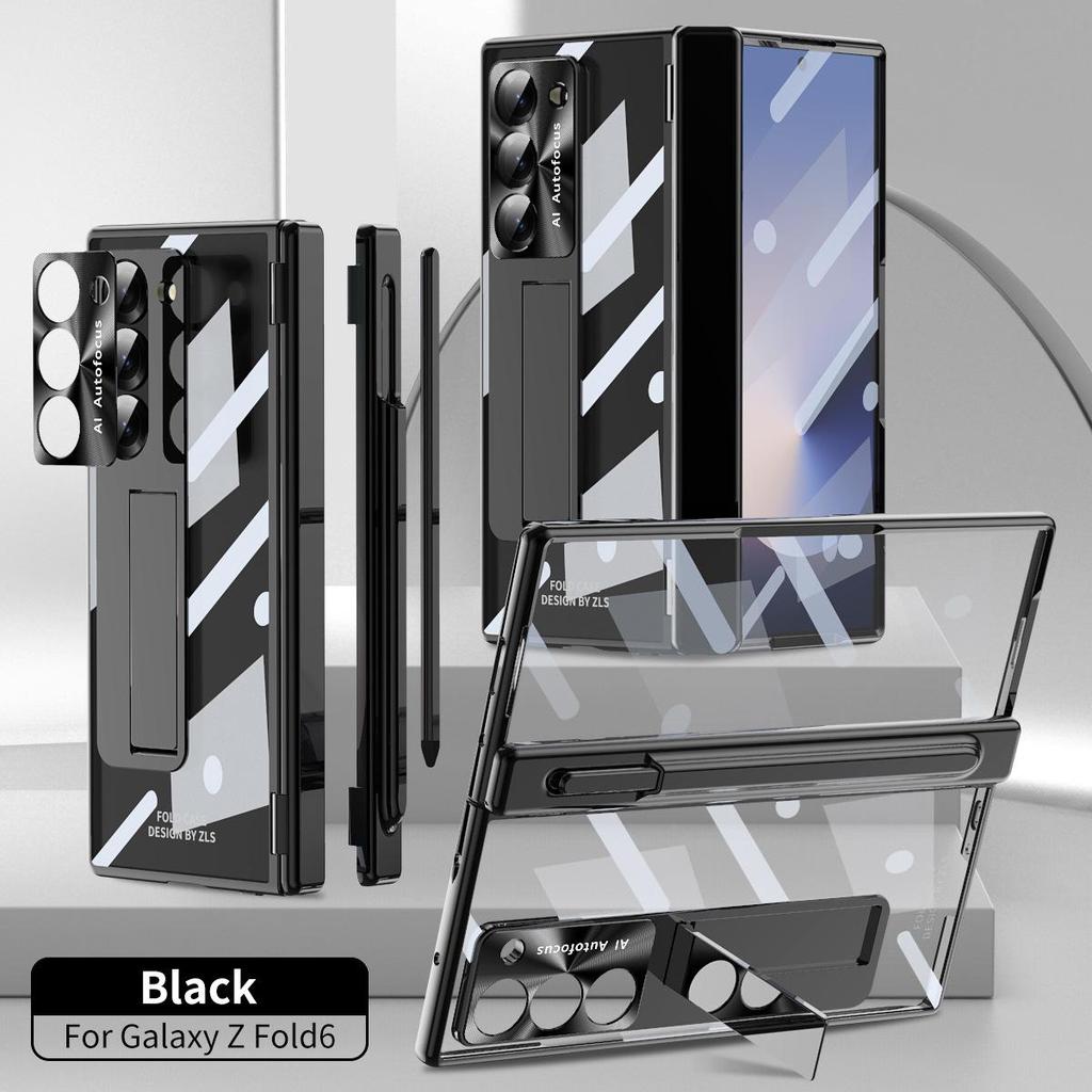 Samsung Z Fold7/6 Case: Dual Hinge, Pen Slot, Electroplated Transparent Shell, Full Coverage Protection.
