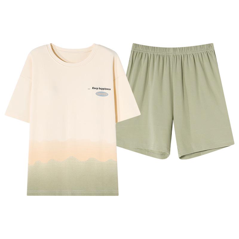 

2026 Summer Cartoon Couple s Pajamas Set: Pure Cotton Short Sleeve & Shorts for Men and Women M
