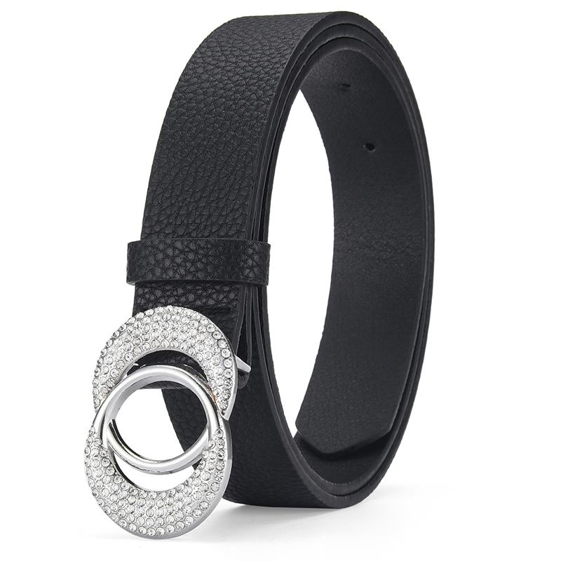 

Женский пояс с инкрустацией из искусственного бриллианта, модный женский ремень со стразами в комплекте с джинсами, кожаный ремень, подарок для девушки и мужчины 105cm