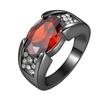Black Gun Color & Gold Ring with Inlaid Ruby for Party or Wedding