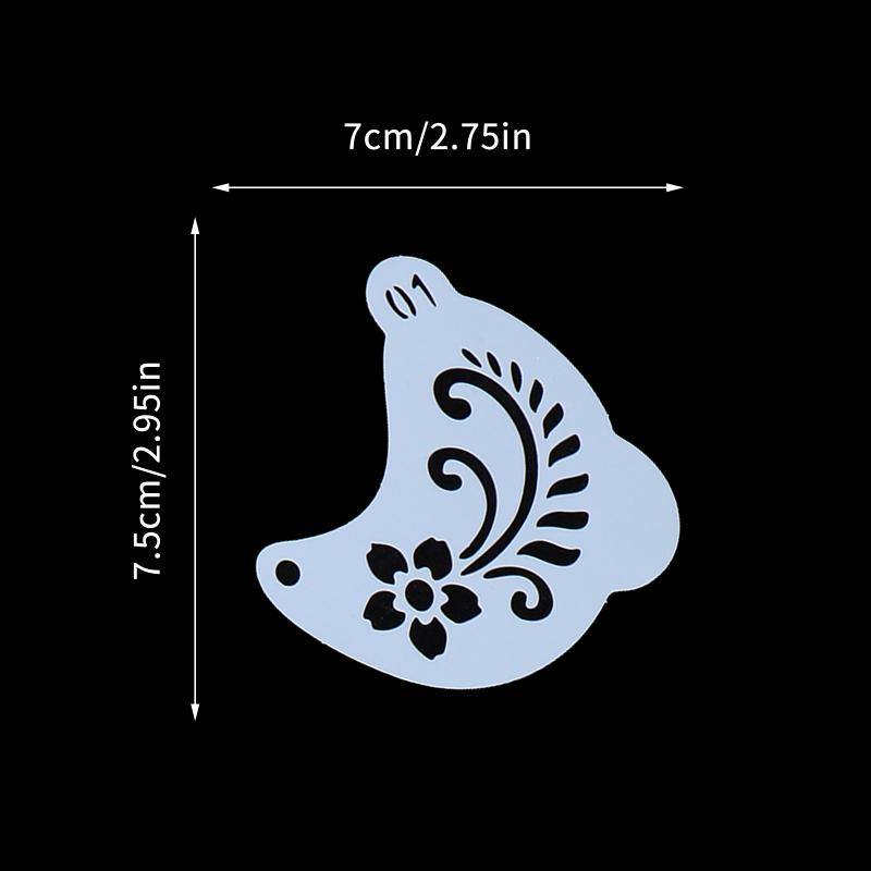 20Pcs Reusable Face Painting Stencils - Durable Pet Plastic, Washable & Reusable With Assorted Floral, Spiderweb, Heart Designs