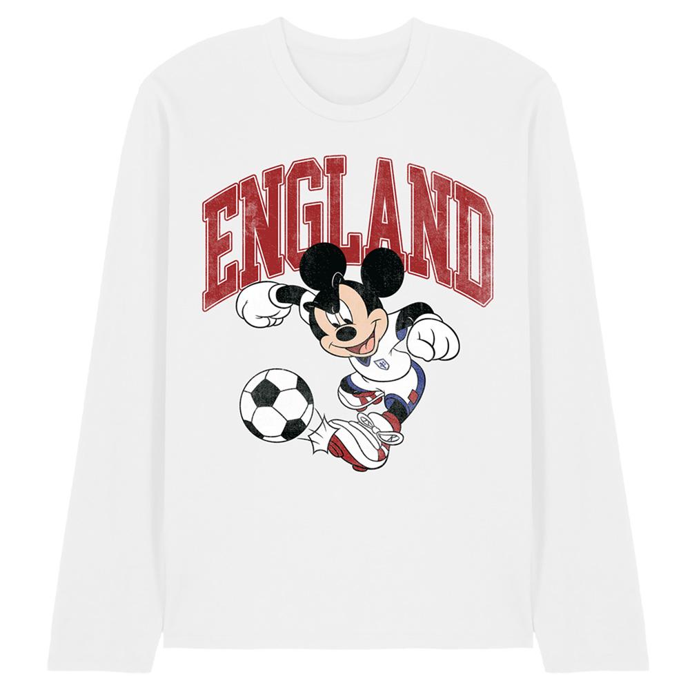 Disney Unisex Adult England Mickey Mouse Football Long-Sleeved T-Shirt