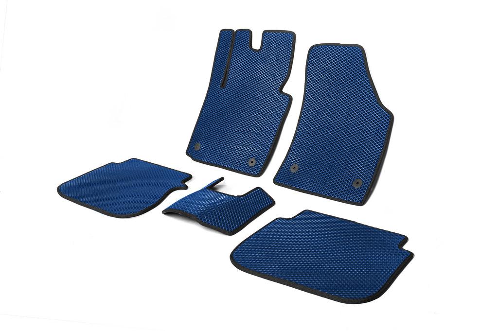 EVA Mats (Blue) 5 Pcs, Front and Rear (standard, 2 Sliding Doors) for Volkswagen Caddy 2004-2010