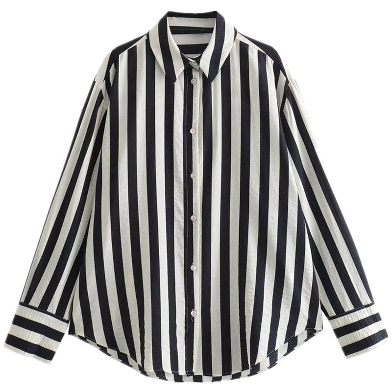 Fashion Style 2024 Spring New Women's Clothing Refined Stylish and Versatile Long Sleeves Stripes Shirt 3666061 070