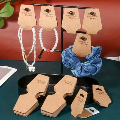 100pcs Foldable Jewelry Display Card Kraft Paper Jewelry Packaging Card  Suitable for Jewelry Price