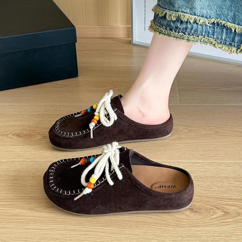 

2025 новый нишевый дизайн обувь кенгуру Birkenstock универсальный стиль для отдыха и отпуска мюли шнуровка сумка на носок полушлепанцы 40 темно-коричневого