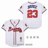 Mens Atlanta Braves Vintage Baseball Jersey 44 Hank Aaron Embroidered Retro MLB Fan Shirt Cotton Blend