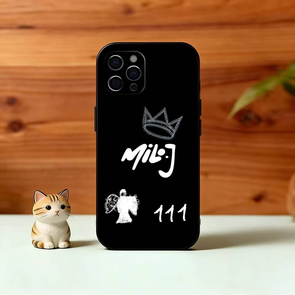 M-Milo J Phone Case For iPhone 17,16,15,14,13,12,11 Plus,Pro Max,XS,Soft Silicone Black Cover