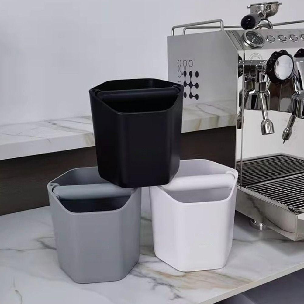 Rubber Handle Hexagonal Coffee Knock Box Large Capacity Nonslip Base Coffee Dreg Bucket Silent Plastic Coffee Grounds Bucket Bar
