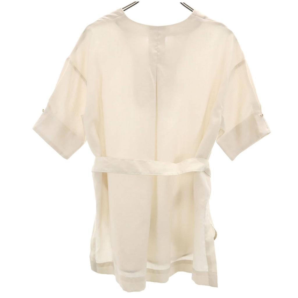 Unused Nano Universe Five-quarter Sleeve Key Neck Blouse 38 With Belt Women Used