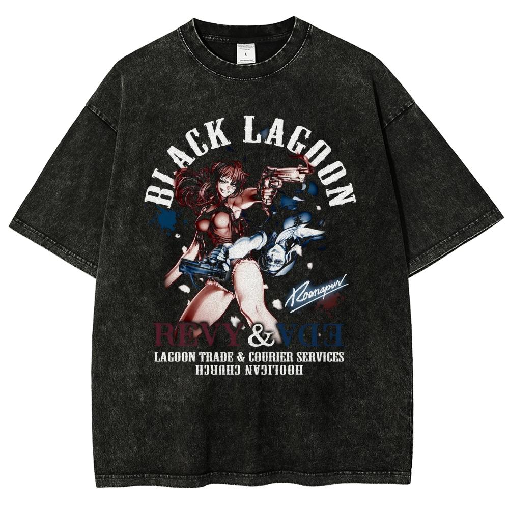 Amante Anime Black Lagoon T-shirt Lavata Abbigliamento per tutto l'anno alta qualità personalità Vestiti Taglie Forti Unisex Nuovo Modello Streetwear Trendy Cotone