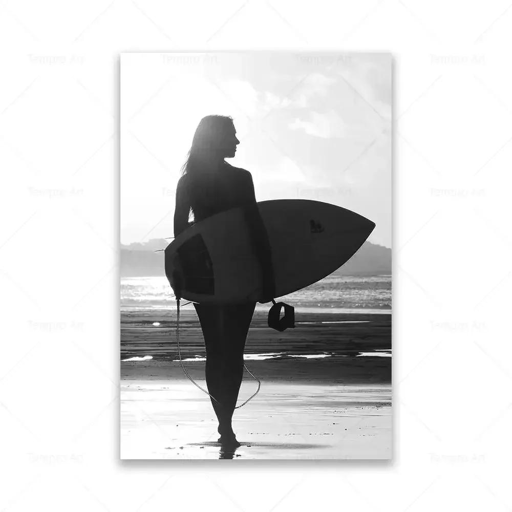 Black White Poster Ocean Sea Wave Nature Landscape Aesthetic Canvas Painting Posters and Prints For Living Room Decoration