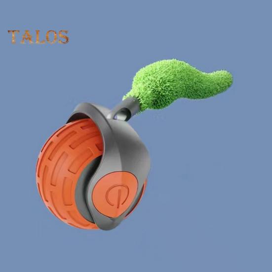 Interaktives Katzenballspielzeug, wiederaufladbar über USB, rollendes Ballspielzeug, Zwei-Geschwindigkeitseinstellung, automatisch bewegliches Katzenspielzeug mit Schwanz für Hauskatzen