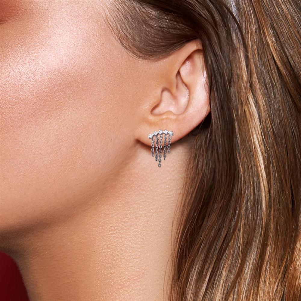  Earring Implant Grade ASTM F136 Titanium Zircon Chains Dangle Internally Threaded Top Nose Rings Body Piercing Jewelry