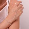Elegant Tiny Chain Bracelet Finger Ring for Women Fashion Gold Color Metal Link Chains Connecting Hand Harness Bracelets Zircon