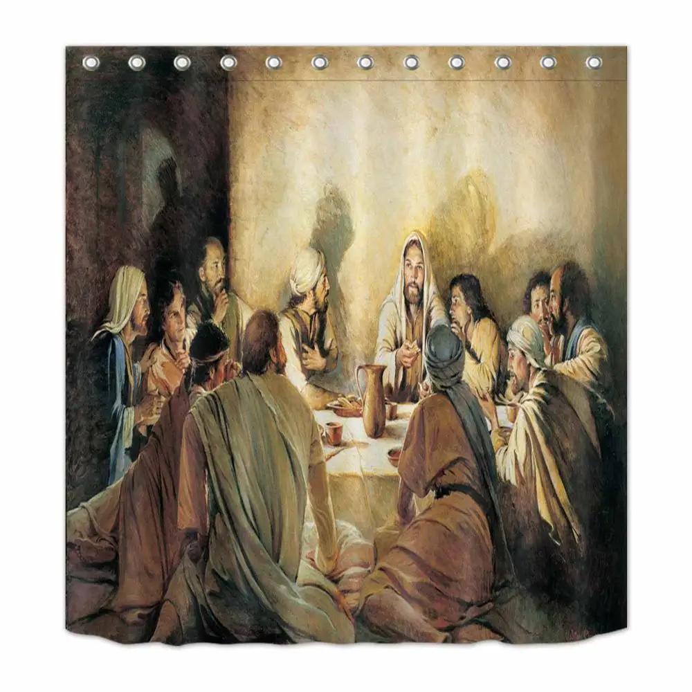 Jesus And His Disciples Shower Curtain Bible Stories Bathroom Waterproof Mildew Resistant Polyester Fabric For Bathtub Decor