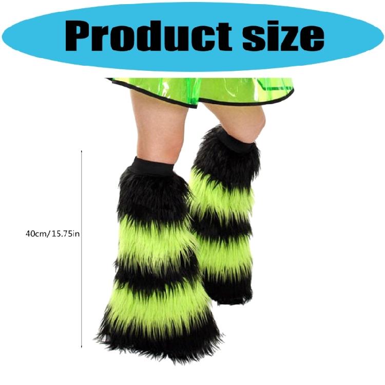 Furry Plush Christmas Leg Gaiters Striped Leg Sleeves for Adult Festival Gathering Night Club Stage Show Leg Warmers