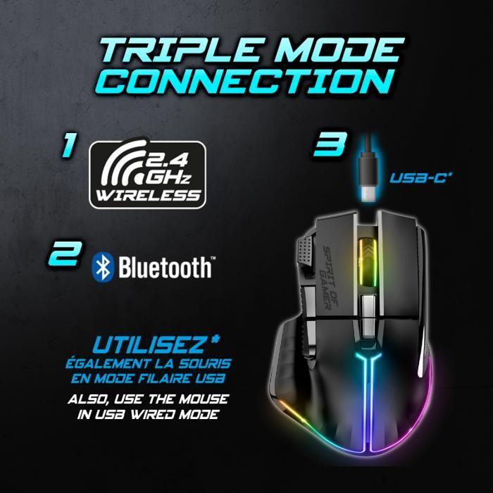 SOURIS GAMING - SPIRIT OF GAMER - PRO-M5 - RGB - 8000 DPI - Sans fil 2.4 GHz