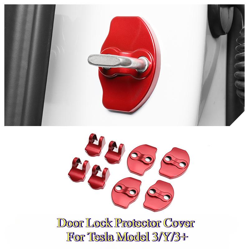 8pcs Door Lock Protector Cover for Tesla Model 3/Y/3+ Latches Door Stopper Covers Protection Caps ABS Car Interior Accessories