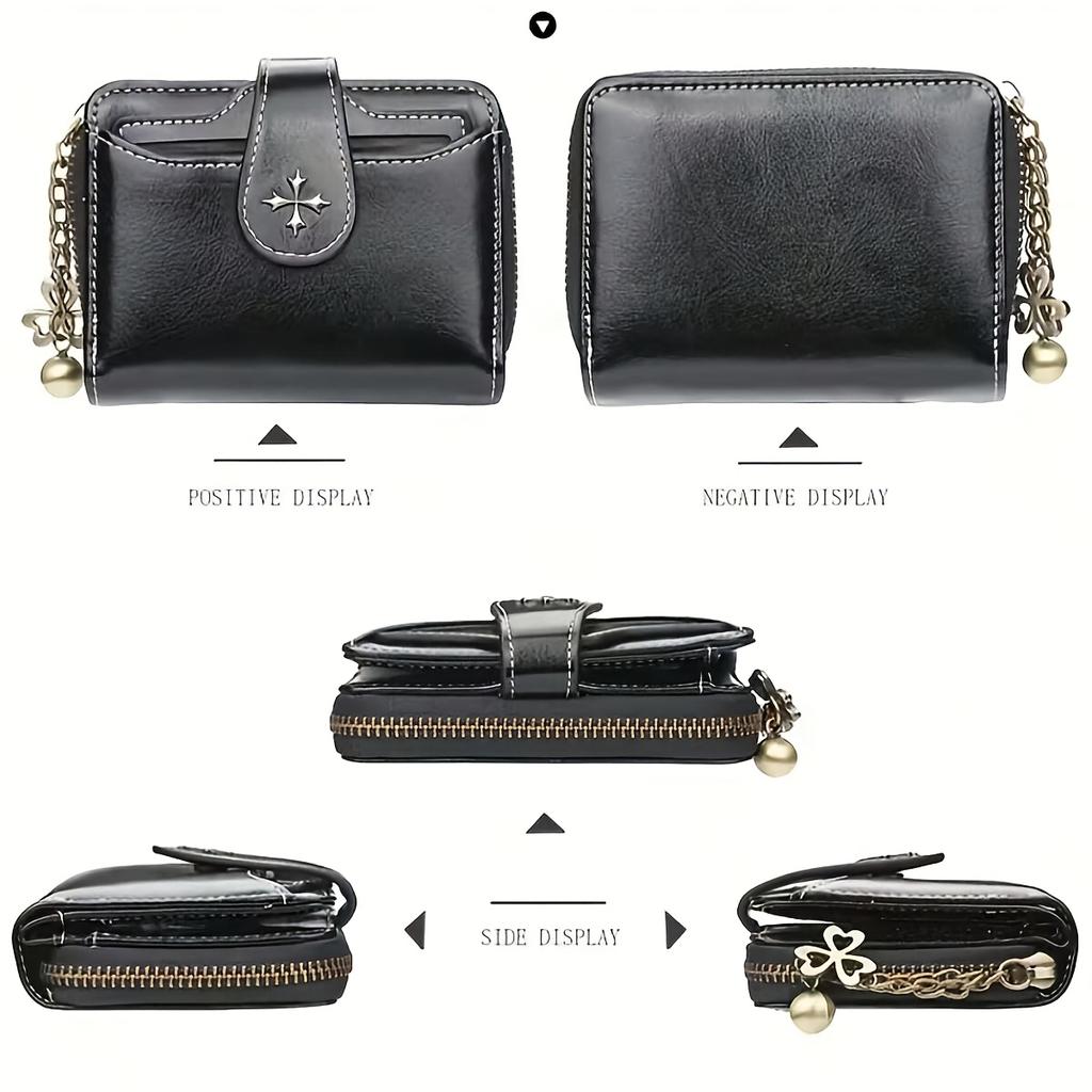 Damenkurzgeldbörse klassisch und retro im Stil. zeichnet sich durch ein schlichtes Design mit Hardware-Dekorationen aus und ist für den täglichen Gebrauch geeignet. mehrere Kartenfächer.