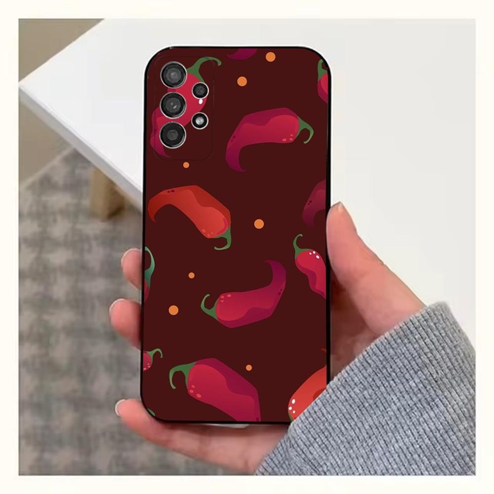 Spicy Chili Pepper Phone Case For Samsung S25,S24,S23,S22,S20,S21,S10,Ultra,Plus,Lite,FE,Soft Silicone Black Cover