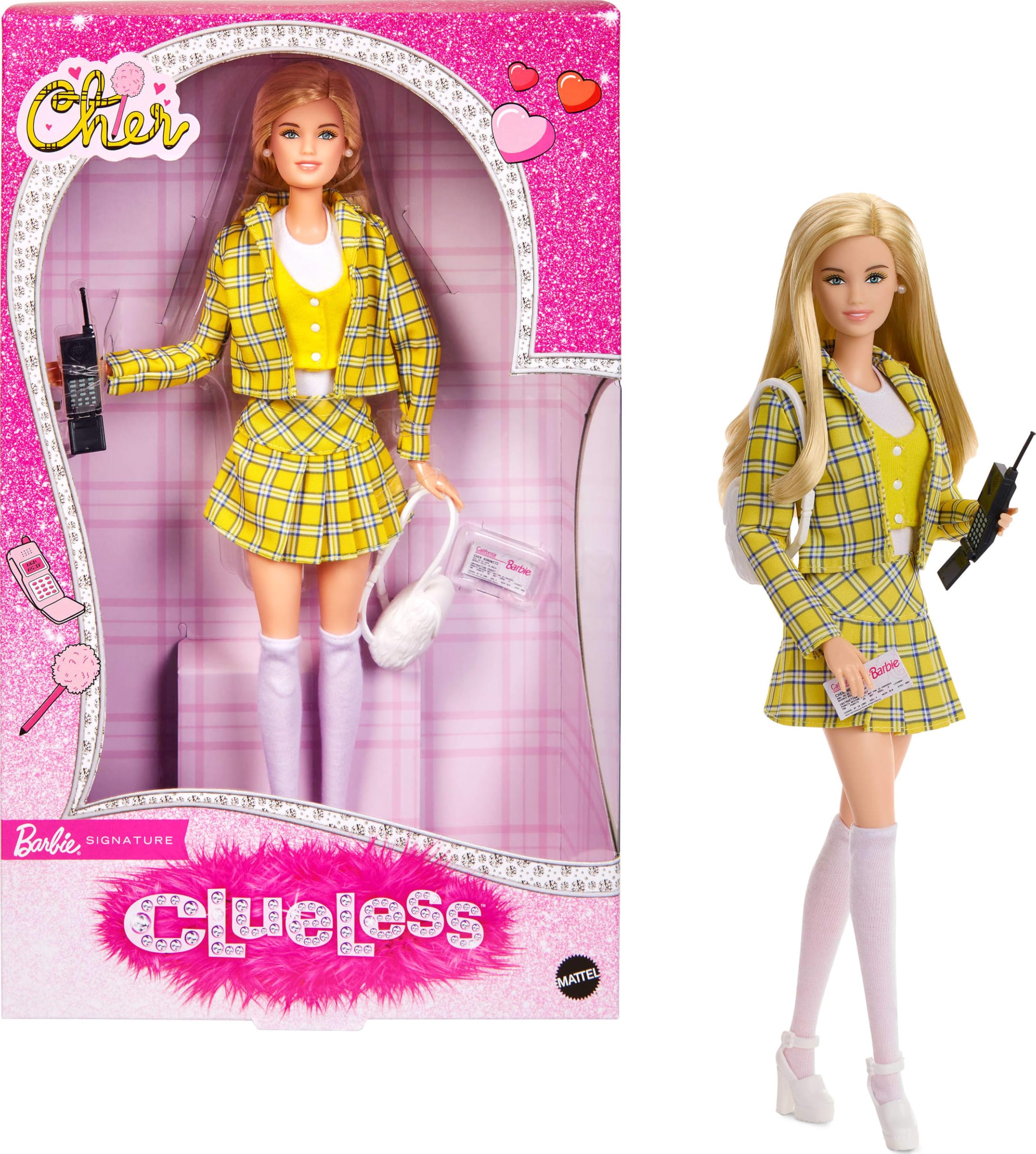 

Кукла Барби Clueless Cher Movie 30th Anniversary Signature в черном платье для переодевания, кукольный домик для сюжетно-ролевой игры, для детей от 6 лет, желтый, JBJ34