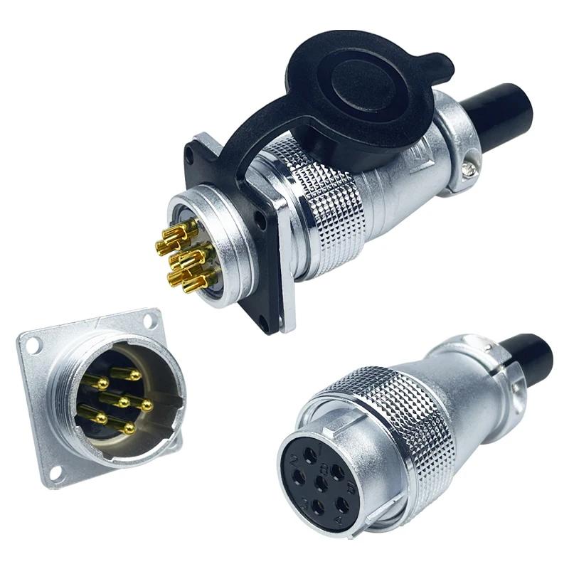 PLS24 Aviation Plug Socket P24 6pin 10 Pin 12pins 19P Male Female Docking Square Flange Industrial Connector