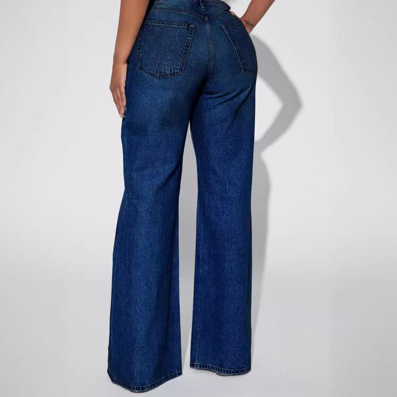 Vintage Loose Non-Stretch Wide-Leg Jeans Women Fall Winter Size S-3XL