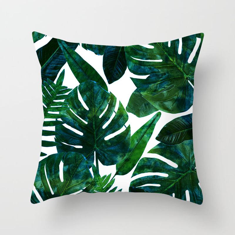 New Tropical Plant Fashionable Leaves Rainforest Pillow Case Cushion Cover Peach Leather Velvet Digital