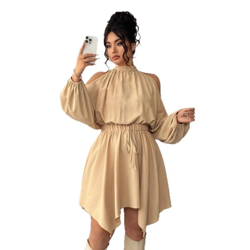 Long Sleeve Autumn Solid Color Dress