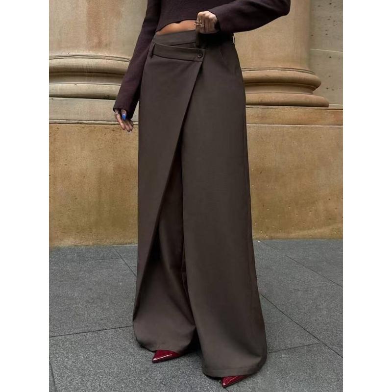 Irregular Splicing Straight Wide-leg Pants Women's Autumn and Winter Drape Suit Pants Design Pants
