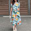 ZANZEA Women Summer V-Neck Boho Print Casual Short Sleeve Dress
