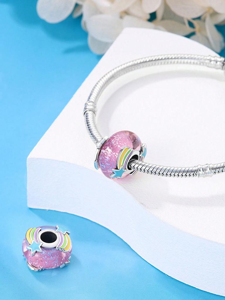 Pink Glass Beads Beads Charm Copper Plated Fit Charms Copperoriginal Bracelet For Jewelry Making Diy Charm