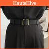 Black Pu No Hole Waist Belt Casual Vintage Style For Men And Women Unique Design