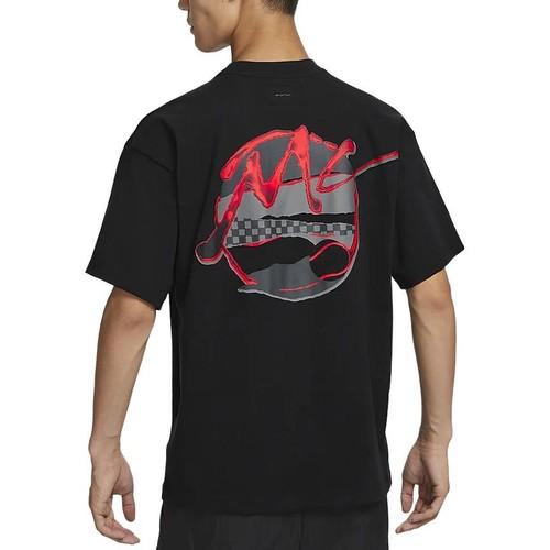 Nike Logo Printed Drop Shoulder Crew Neck Short Sleeve T-shirt, Black, Men's