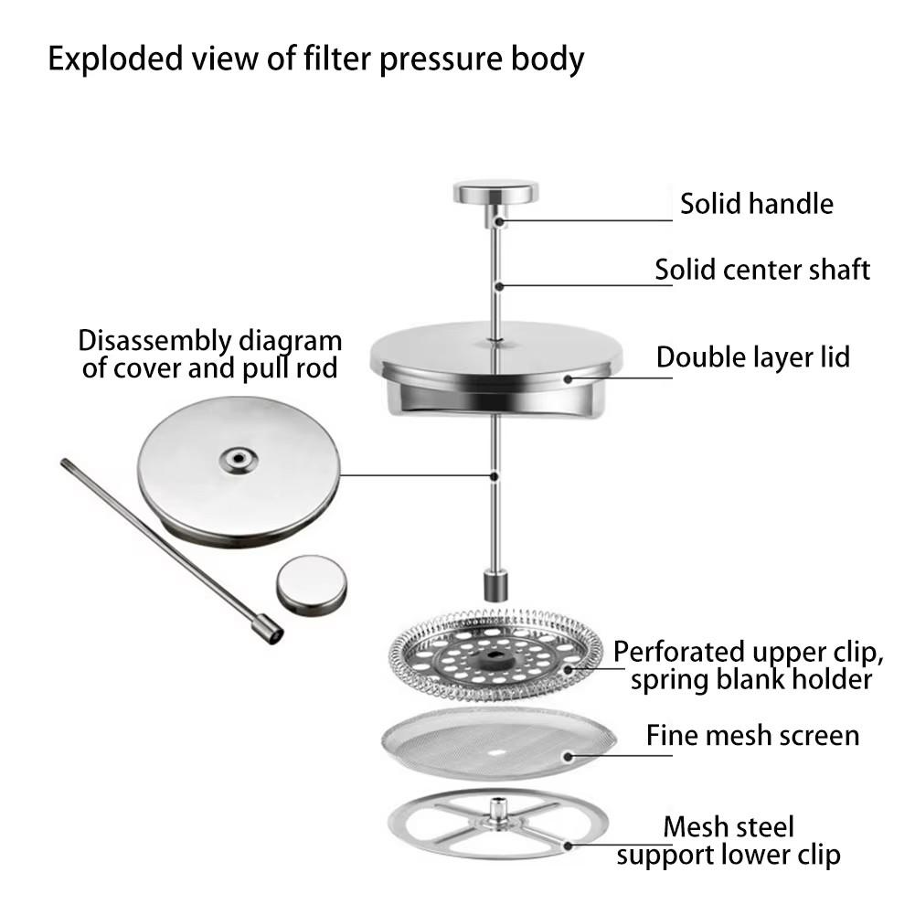 Cafetera a presión francesa de 350ml/800ml/1000ml, cafetera con aislamiento de doble pared de acero inoxidable