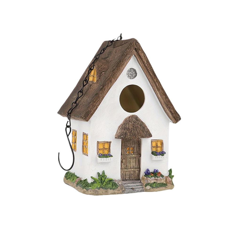 Dekoracyjny domek dla ptaków na zewnątrz Wiszący karmnik dla ptaków Żywica Ozdoby wiejskie do ogrodu Ornamenty krajobrazowe Pudełko na gniazdo dla ptaków papug