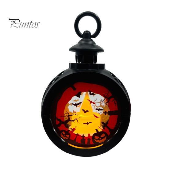 LED Decorative Flame Light Halloween Retro Pumpkin Lantern, Electronic Candle Light, Vintage Portable Handheld Lamp for Bar Haunted House Decor