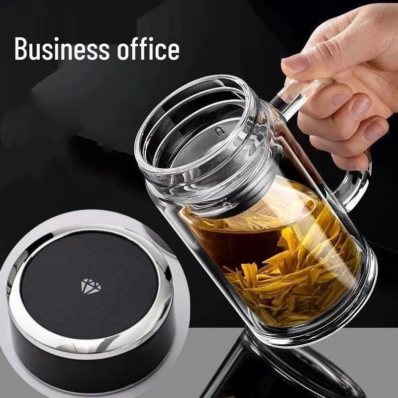 Wanda Hochborosilikat Doppelwandige Glas Teetasse mit Schraubverschluss und individuellem Logo