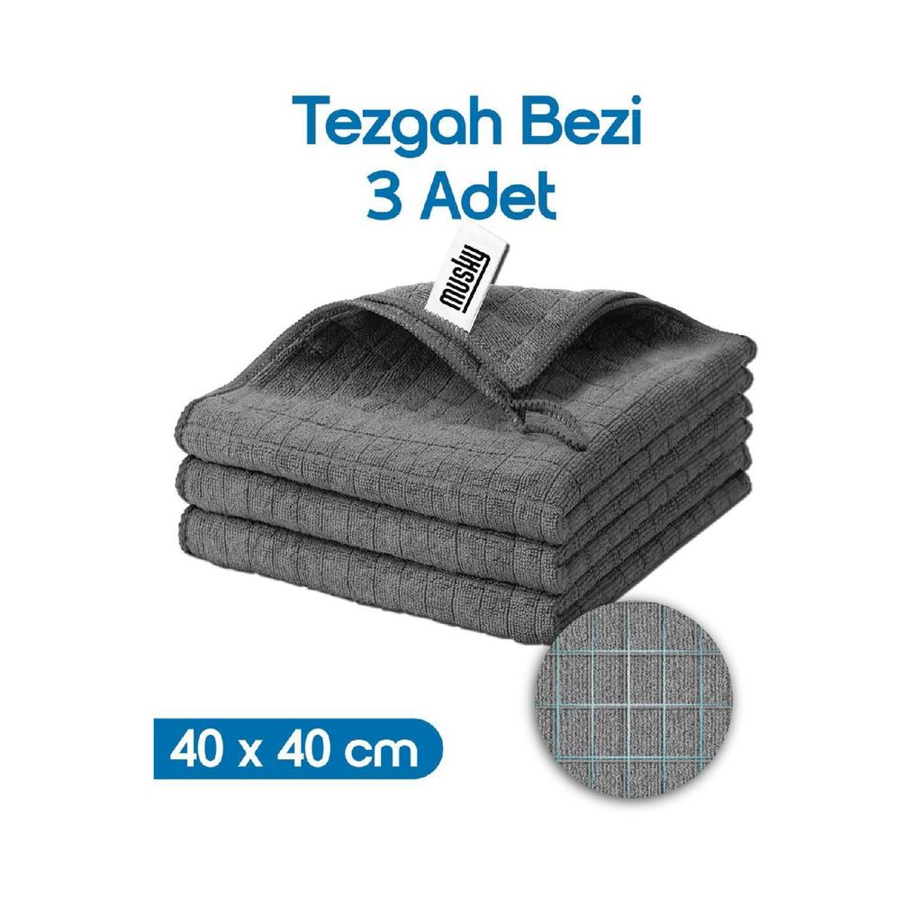 Kitchen Cleaning Cloth Classic 3-piece Microfiber Car, Glass, Kitchen Cleaning Cloth, Gray (40 Cm X 40 Cm)