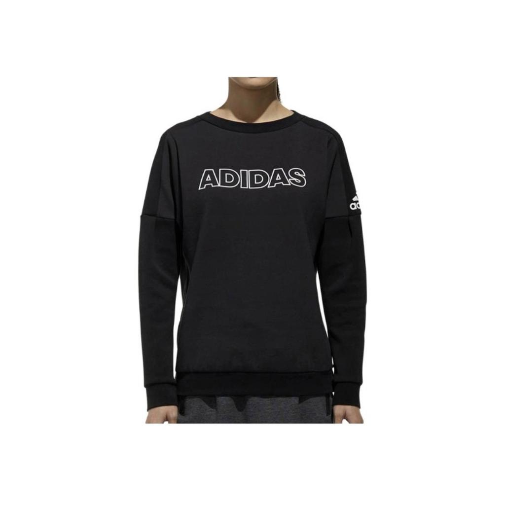 Adidas Comfortable Crew Neck Pullover Long Sleeve American Sweatshirt Women Sweatshirt Black DV3318