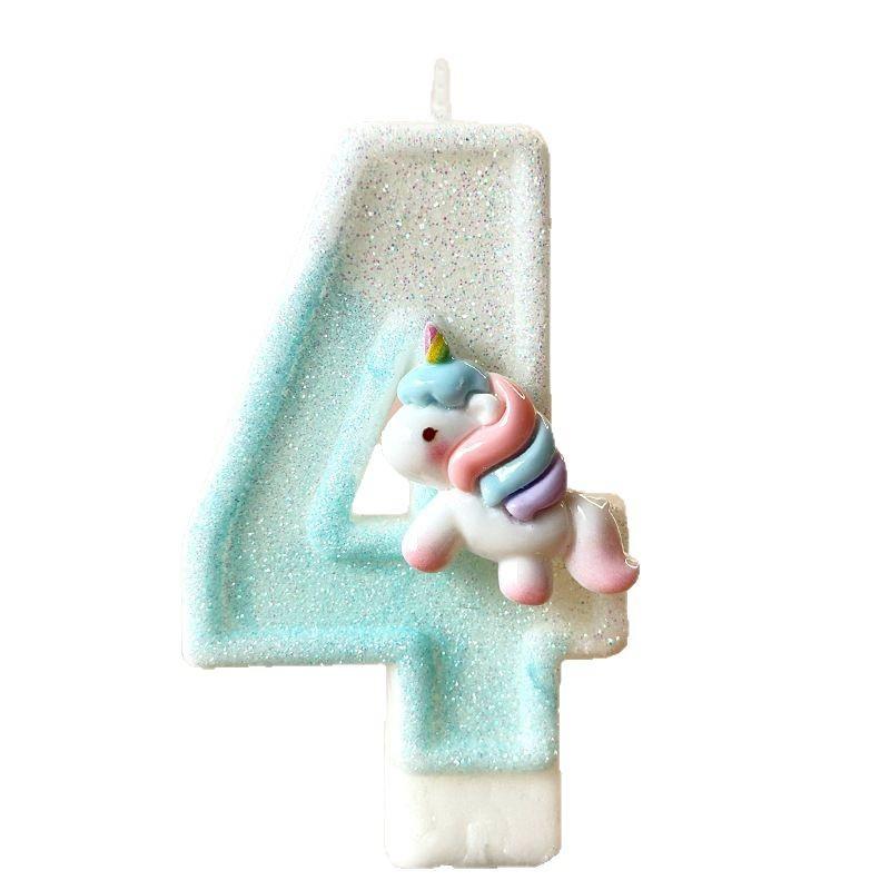 Cute Unicorn Digital Candle Birthday Candle Party Festival Cake Decoration Atmosphere Props