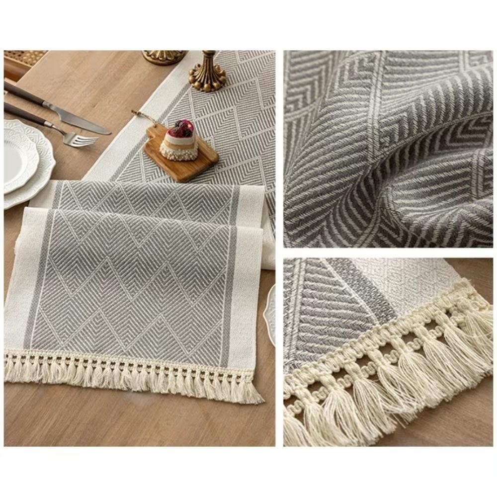 Home Decor Nordic Style Table Runner with Tassel Waterproof Table Cloth Polyester Washable Table Cover Festival