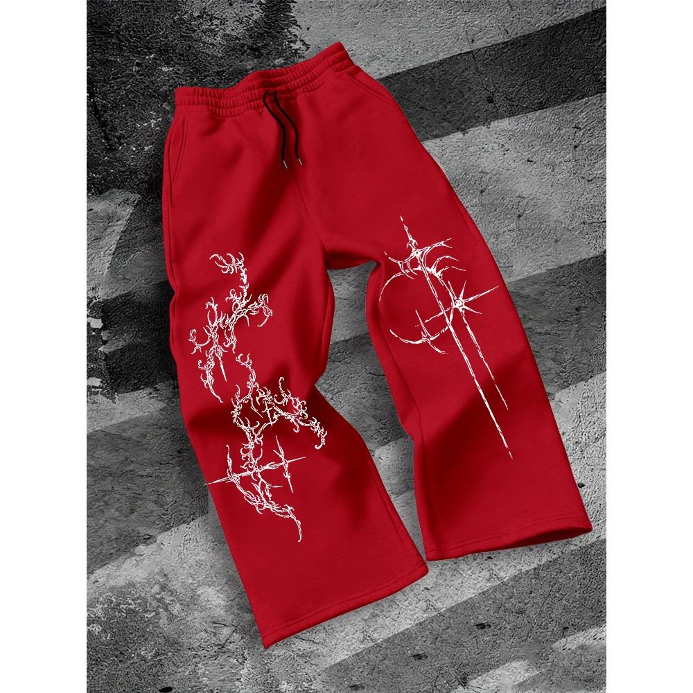 Men s Dark Style Tattoo Totem Print Casual Pants European and American Fashion Street Style Loose Sports Pants Rock Style Daily Pants S