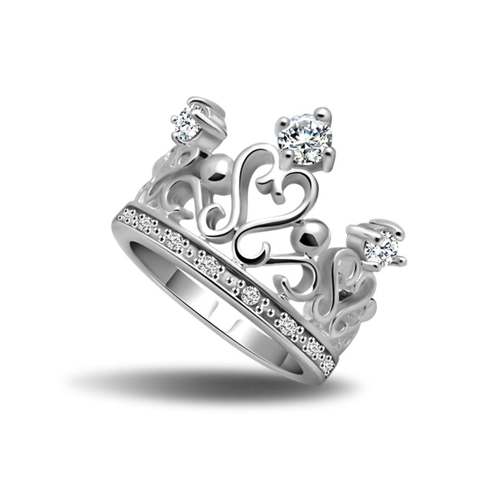 Zircon Crown Ring Women'S Temperament Index Finger Ring Electro/White Gold Jewelry